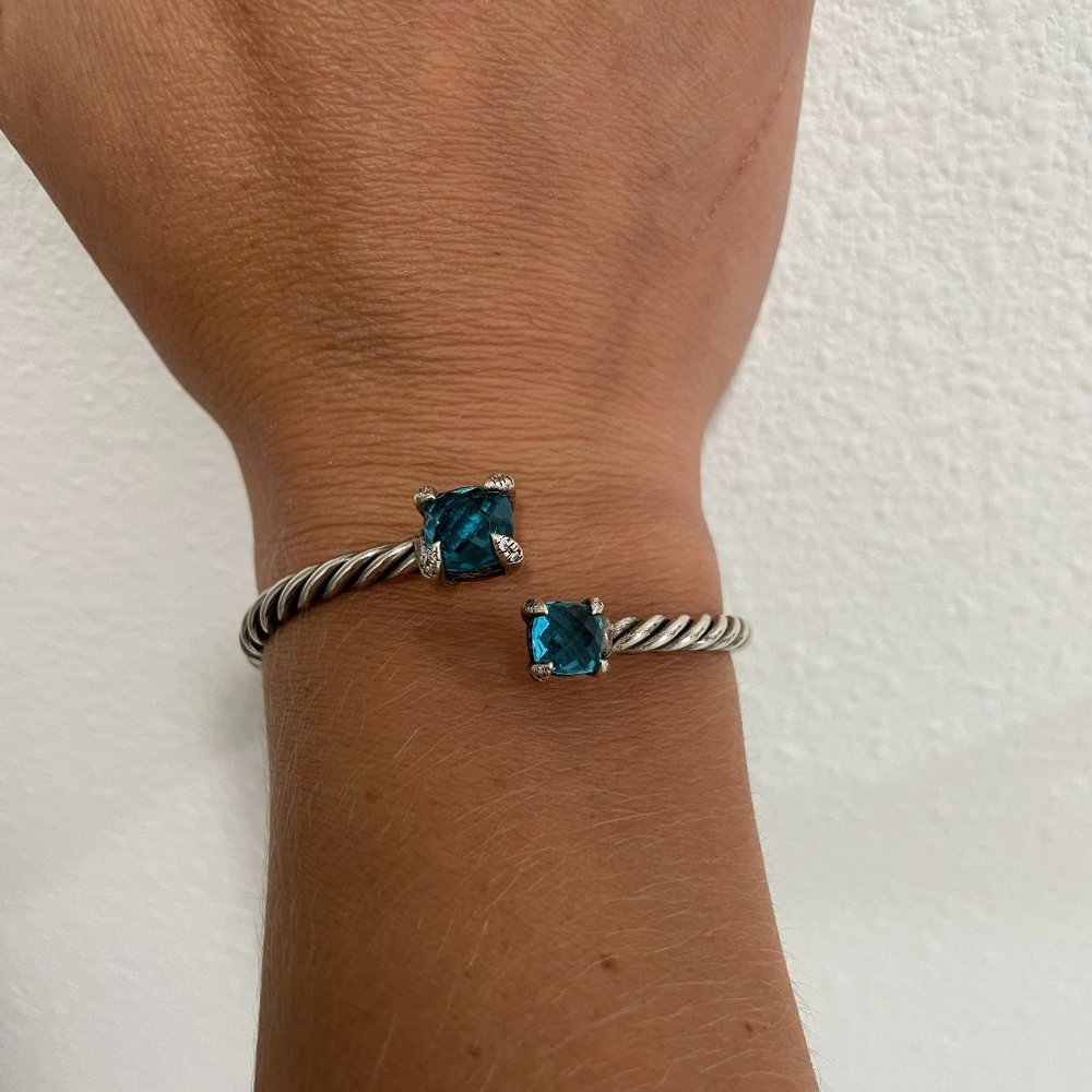 PRE-OWNED David Yurman Sterling Silver And Blue Topaz Chatelaine Bypass Bracelet